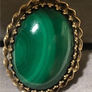 14k Statement Large Malachite Ring